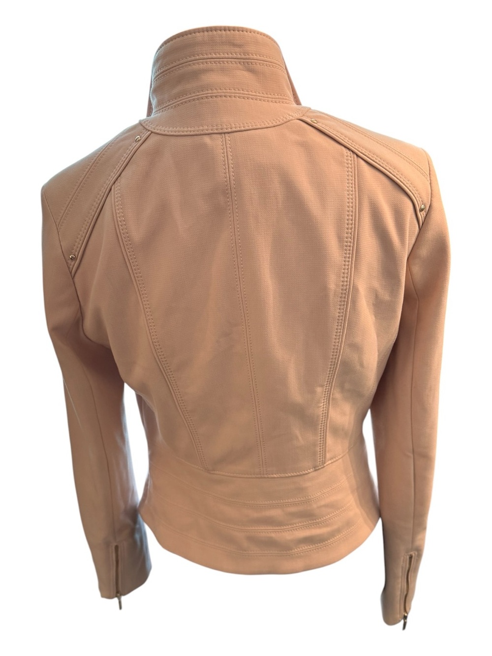 WHBM soft pink Moto Jacket biker neutral feminine cottagecore bodycon balletcore - Picture 2 of 10